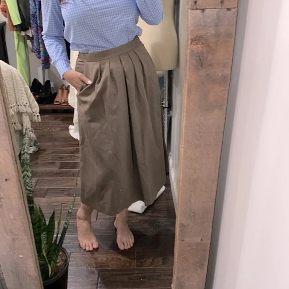 David Harkham international vintage tan pleated skirt size 10 wool - Picture 3 of 6